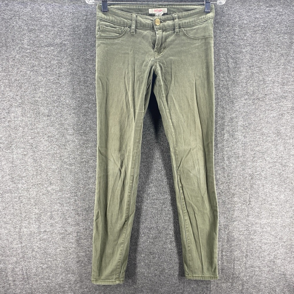 Refuge Jeans Womens 2 Green Skin Tight Legging Low Rise Stretch